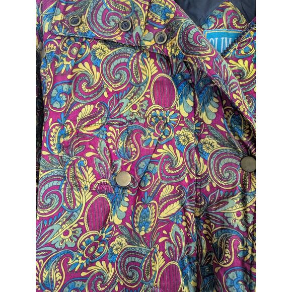 Vtg 90s Maximalist Puffer Coat Colorful Paisley Bold Statement Zip Womens Small - Picture 2 of 13